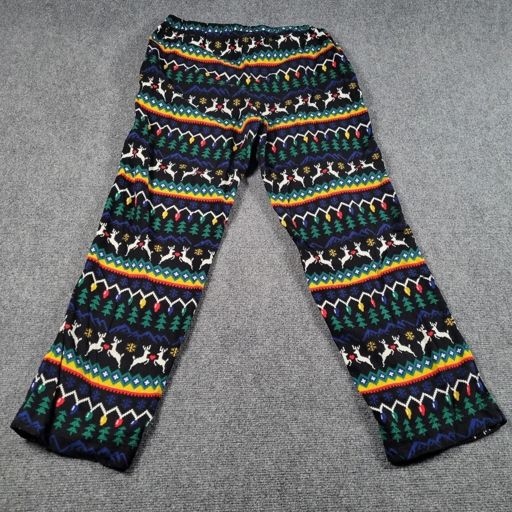 Hanna Andersson Fleece Pants Girls Medium Multicolor Fair Isle Christmas Pajamas